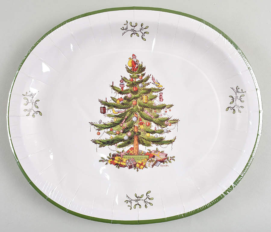 Christmas Tree (Pack of 16) Oval Paper Plates by Spode-1