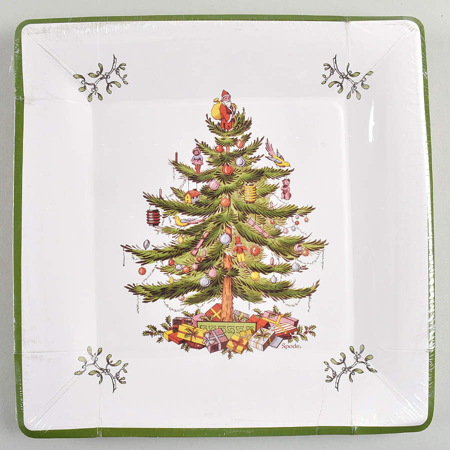 Christmas Tree (Package of 16) Square Paper Dinner Plates by Spode-1