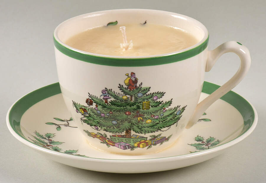 Christmas Tree Scented Cup & Saucer Candle-Vanilla  HC by Spode-1