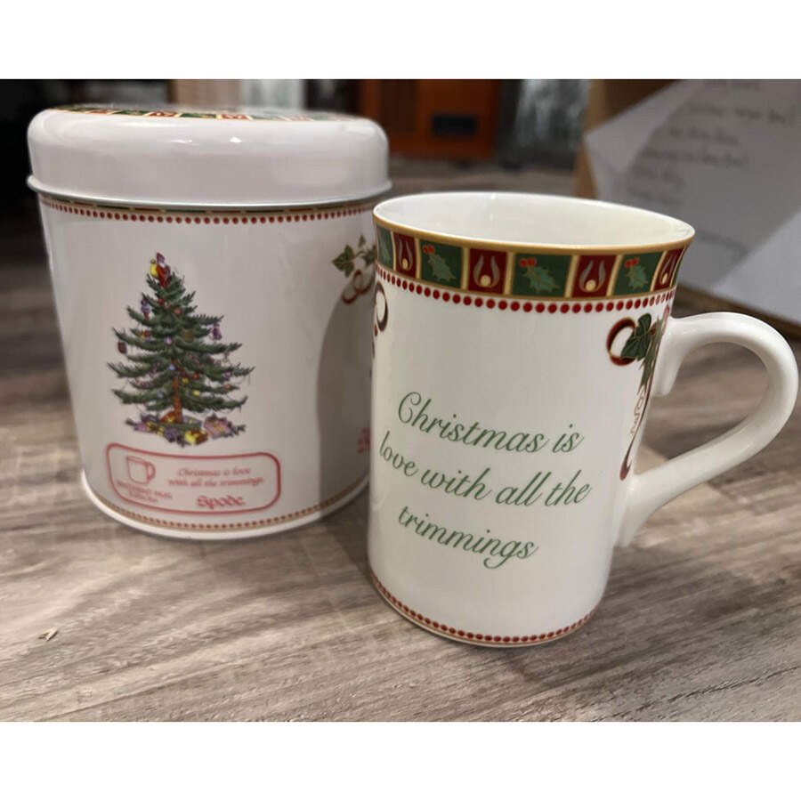 Christmas Tree Sentiment Mug & Tin w/Lid Set by Spode-1