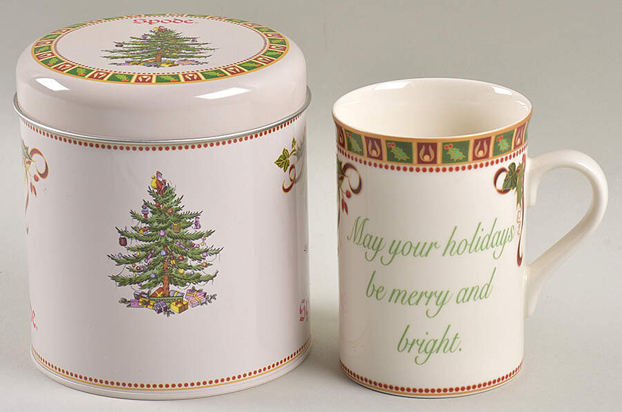 Christmas Tree Sentiment Mug & Tin w/Lid Set by Spode-1