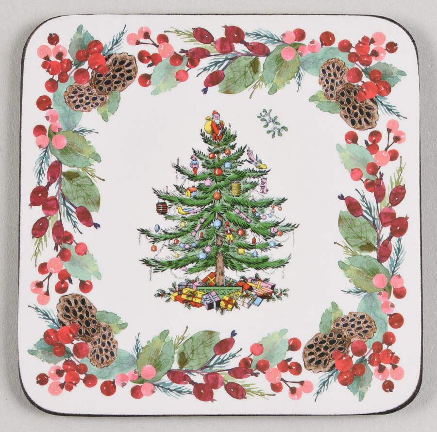 Christmas Tree Square Corkback Coaster by Spode-1