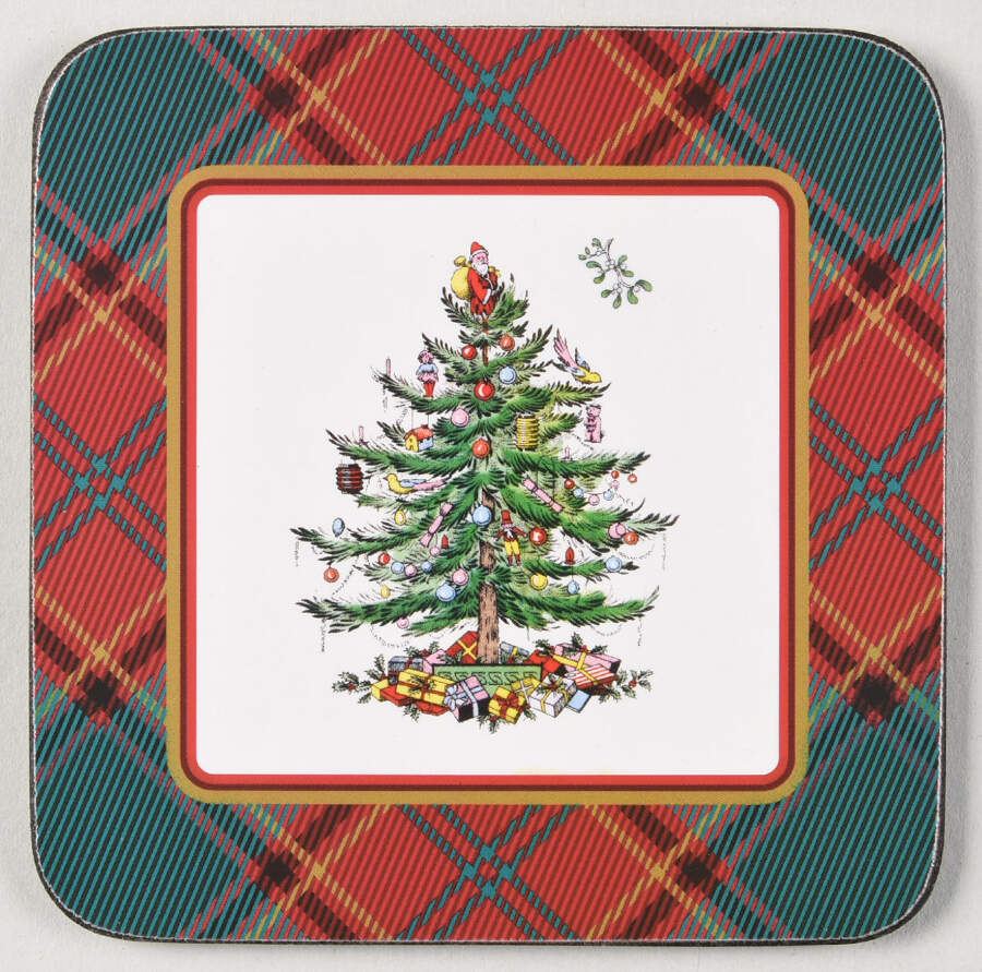 Christmas Tree Square Corkback Coaster by Spode-1