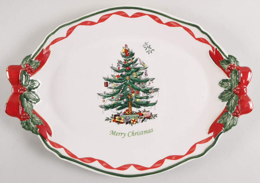 Christmas Tree 14" Oval Serving Platter by Spode-1