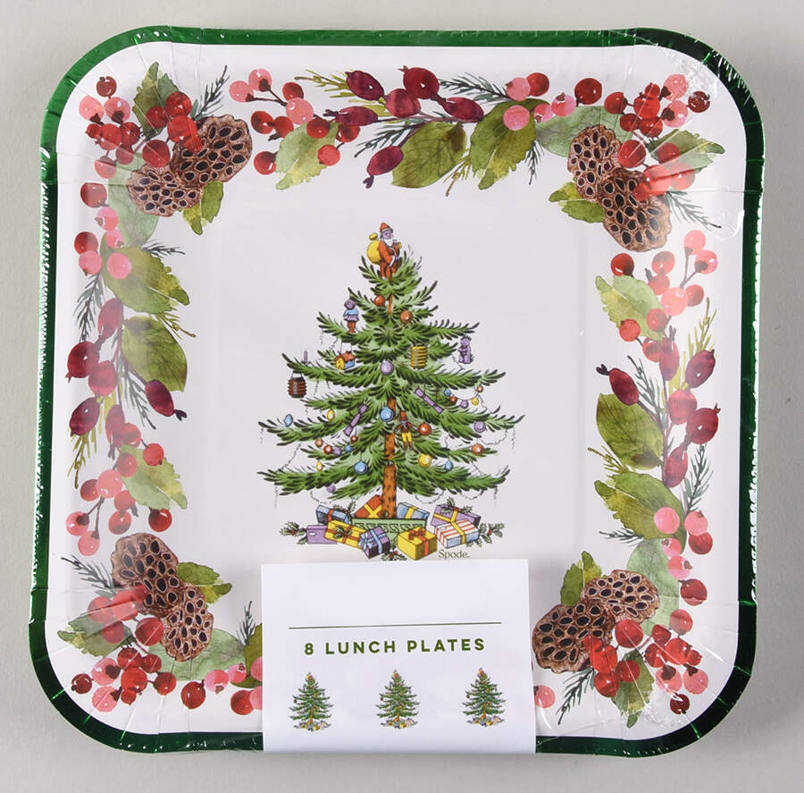 Christmas Tree (Pack of 8) Square Paper Luncheon Plates by Spode-1