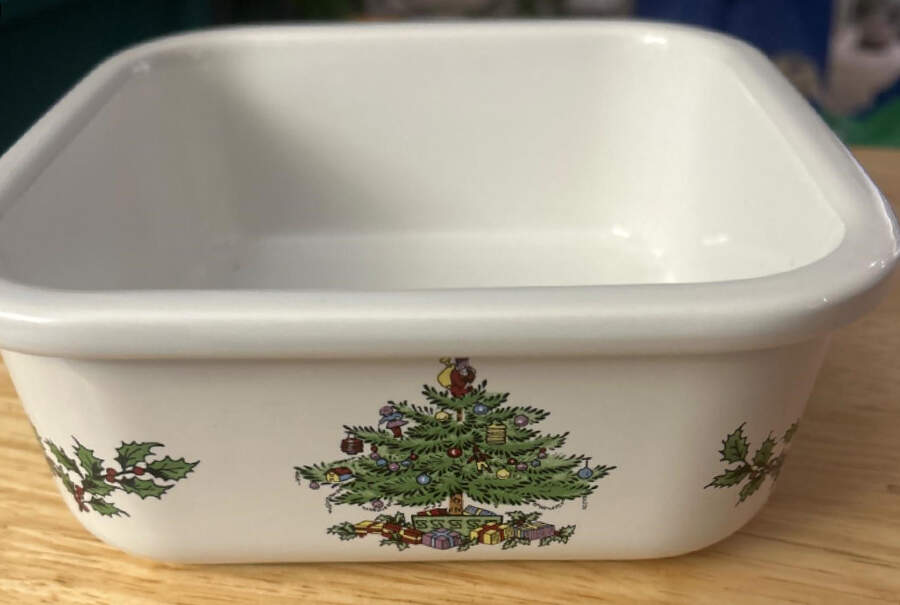 Christmas Tree 6" Square Food Storage Container No Lid by Spode-1