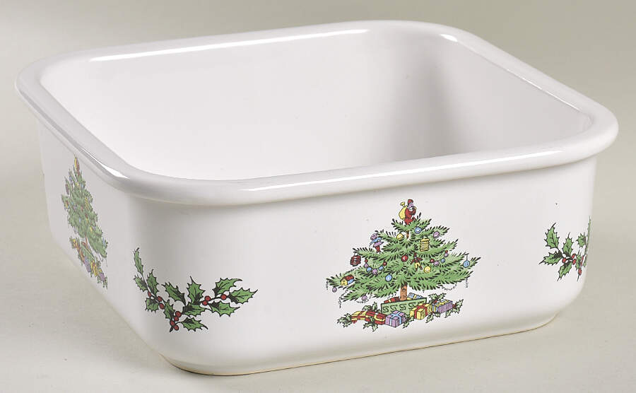 Christmas Tree 8" Square Food Storage Container No Lid by Spode-1