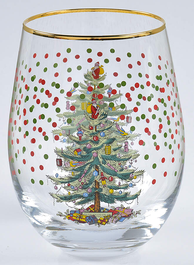Christmas Tree Glassware Stemless Wine by Spode-1
