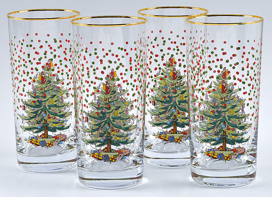 Christmas Tree 15 Oz Glassware Highball - Set of 4 by Spode-1