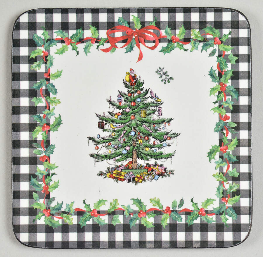 Christmas Tree Square Corkback Coaster by Spode-1