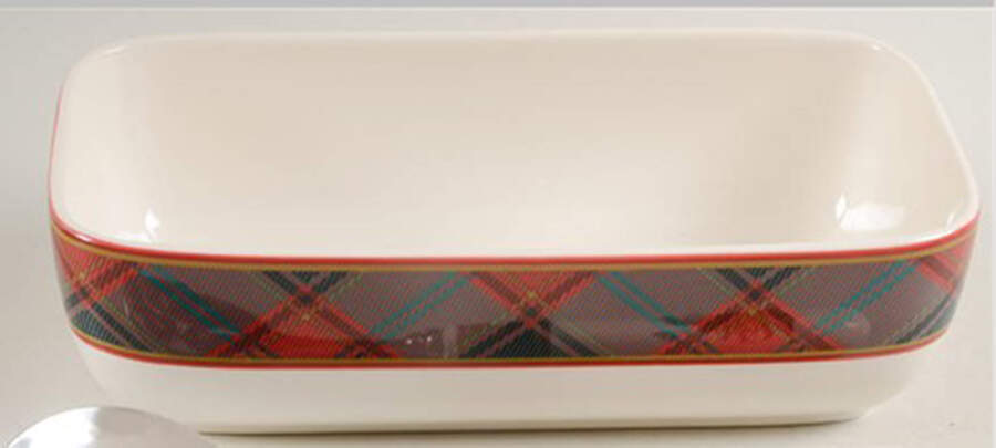 Christmas Tree Rectangular Cranberry Bowl by Spode-1