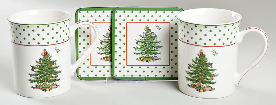 Christmas Tree Set of 2 Mugs & 2 Square Coasters (MUGM33 + CSCS14) by Spode-1