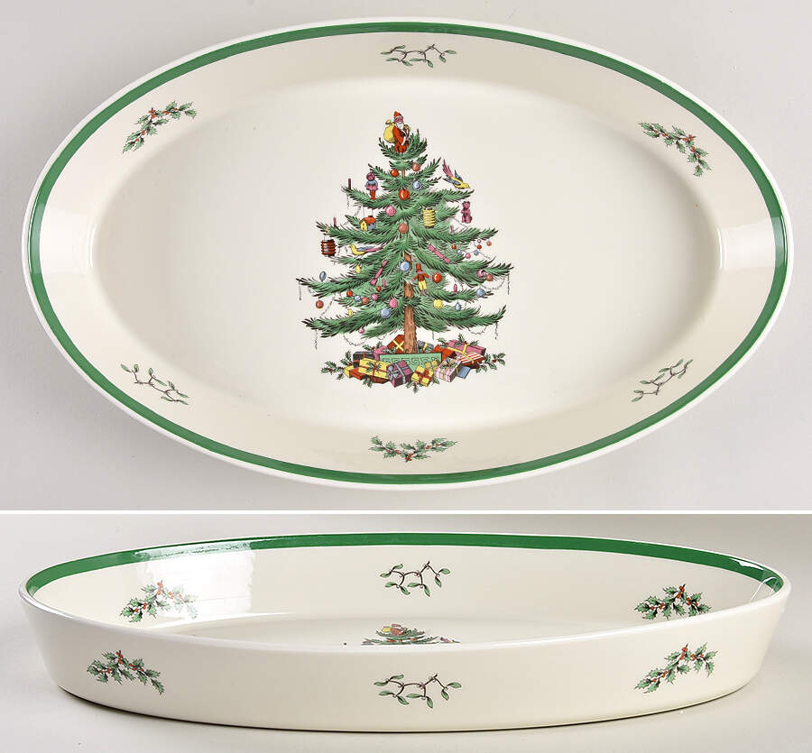 Christmas Tree Oval Sole Dish by Spode-1