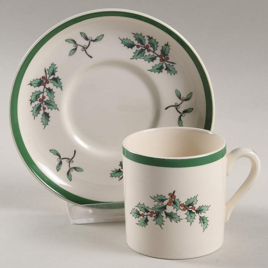 Christmas Tree Flat Demitasse Cup & Saucer Set by Spode-1