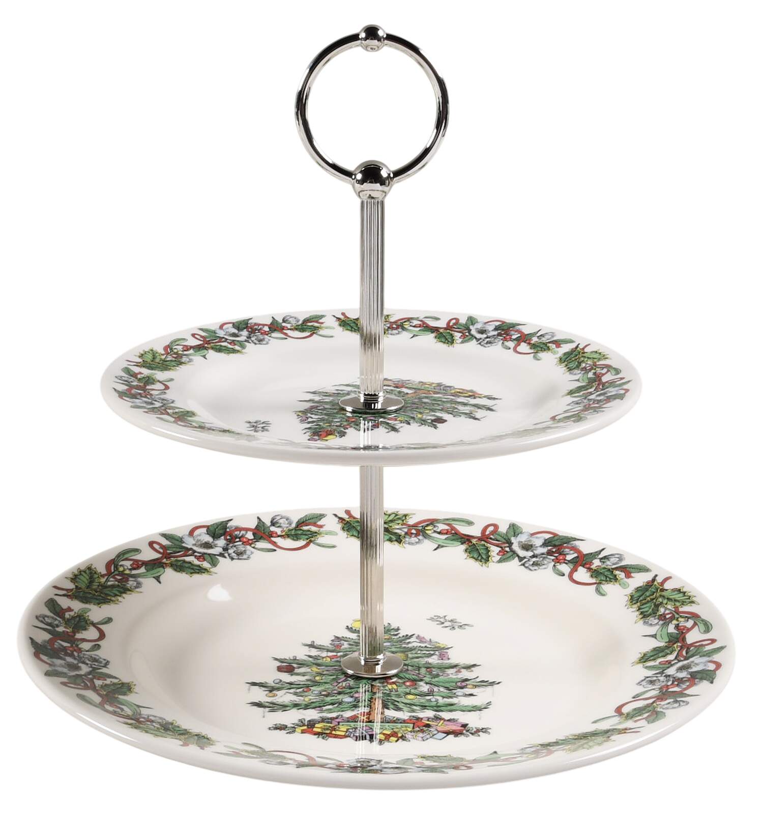 Christmas Tree 2 Tiered Serving Tray (Dinner & Salad Plate) by Spode-1