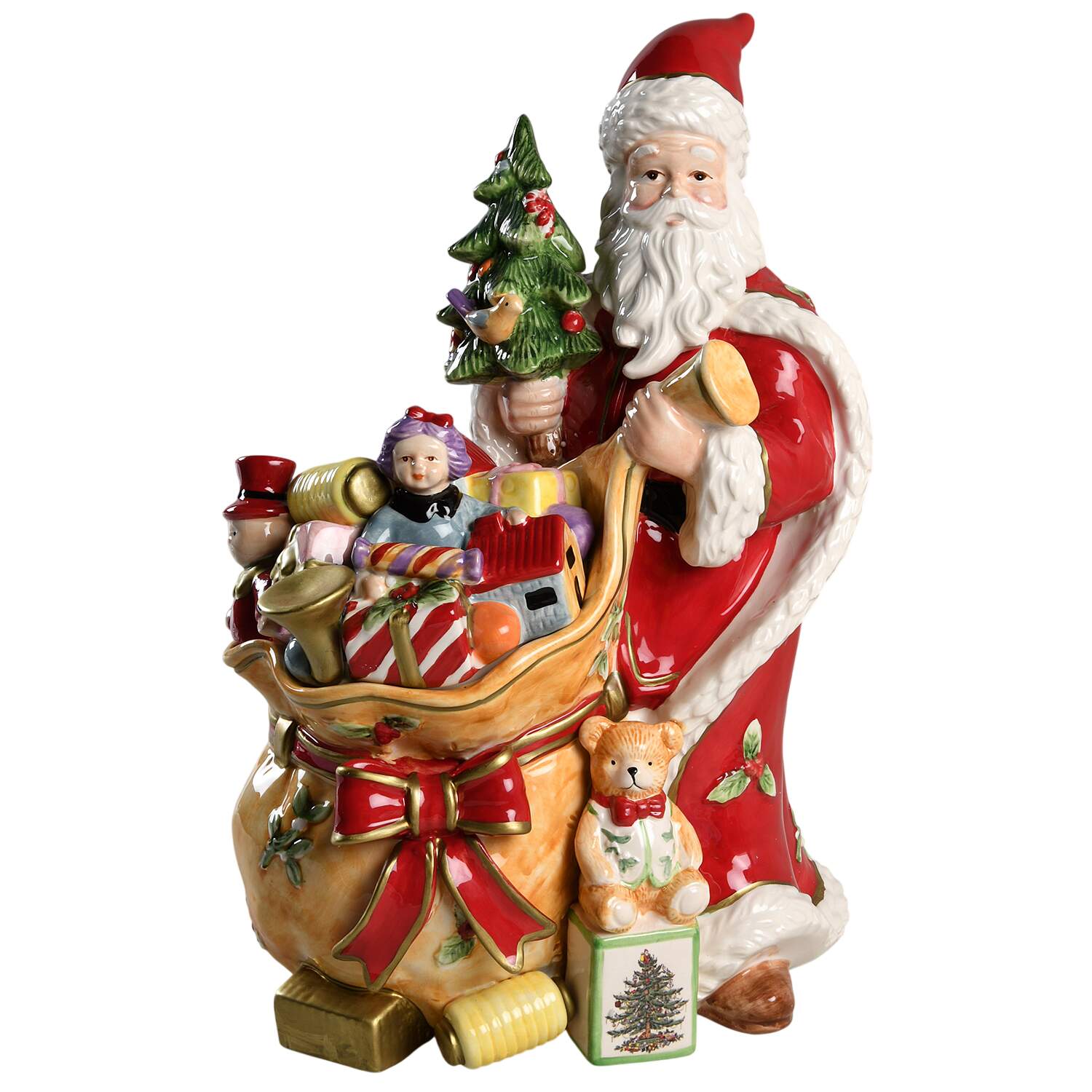 Christmas Tree Figural Cookie Jar & Lid by Spode-1