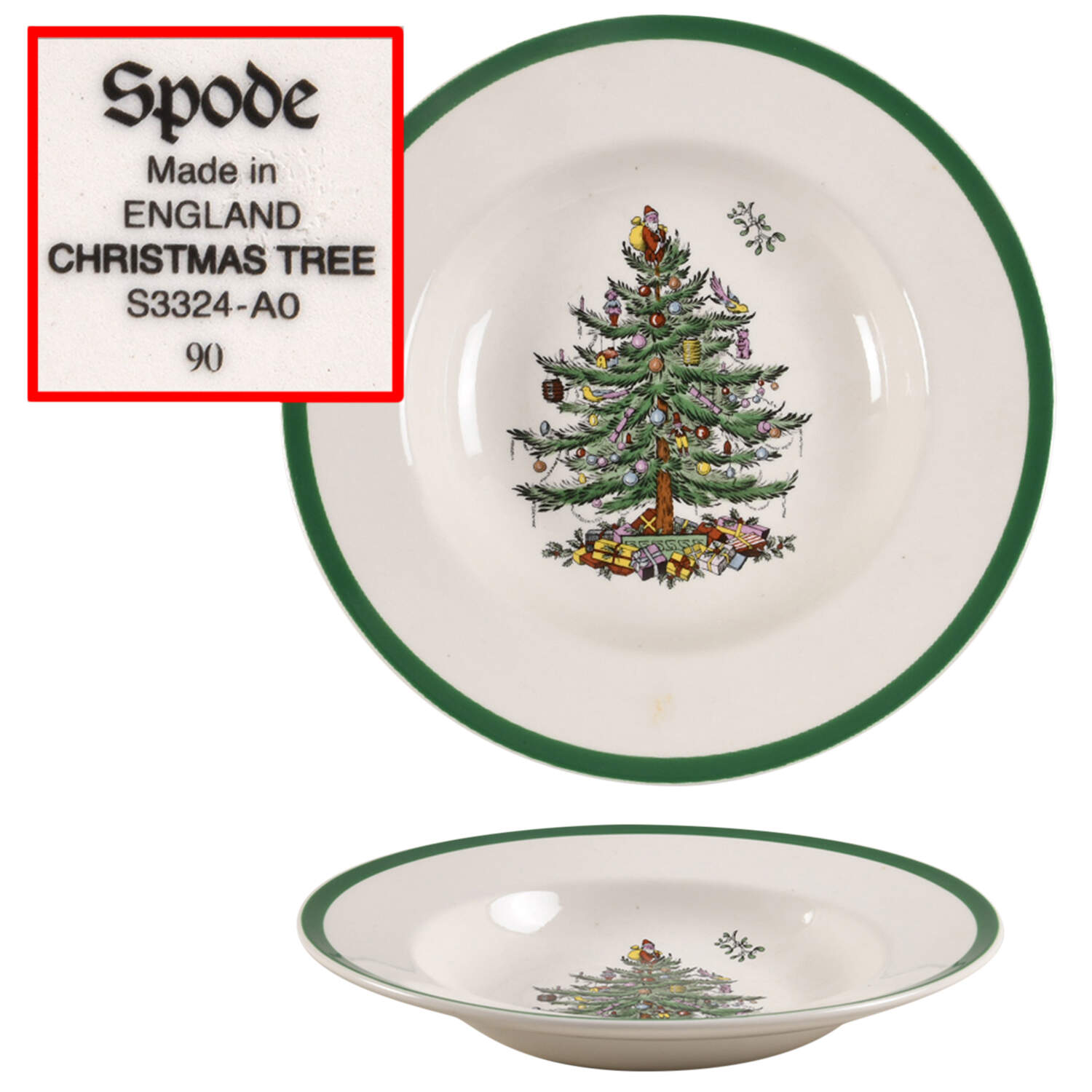 Christmas Tree Large Rim Soup Bowl by Spode-1