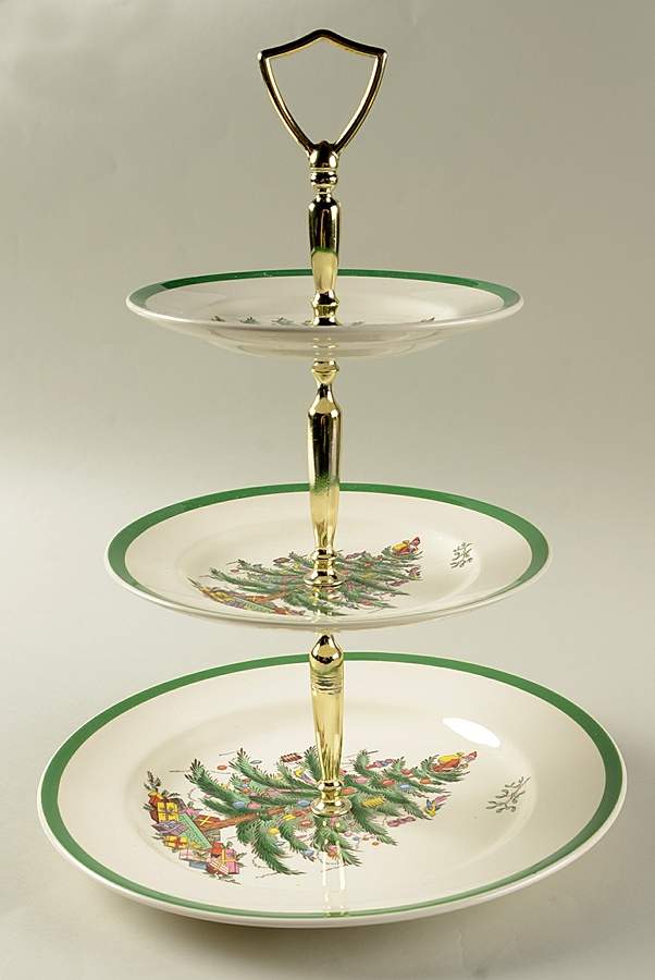 Christmas Tree 3-Tiered Serving Tray (DP, SP, BB) by Spode-1