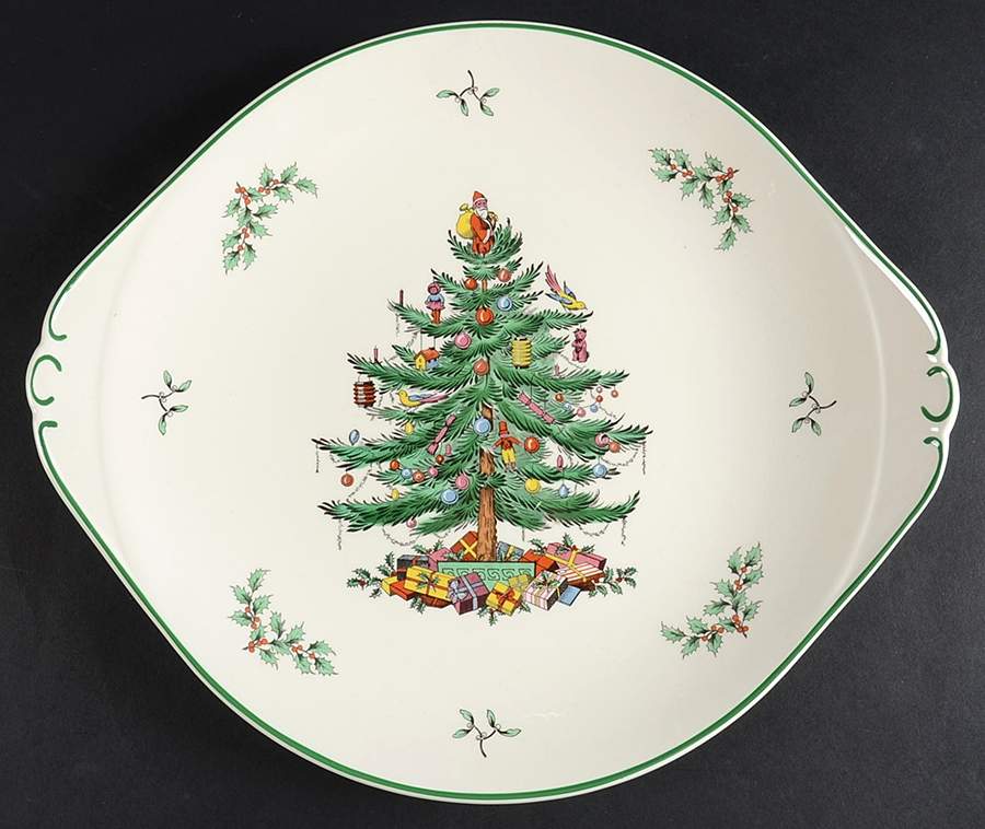 Christmas Tree Handled Cake Plate by Spode-1