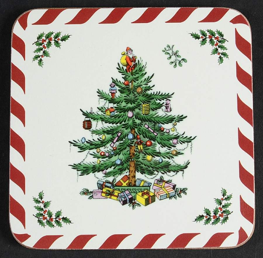Christmas Tree Square Corkback Coaster by Spode-1