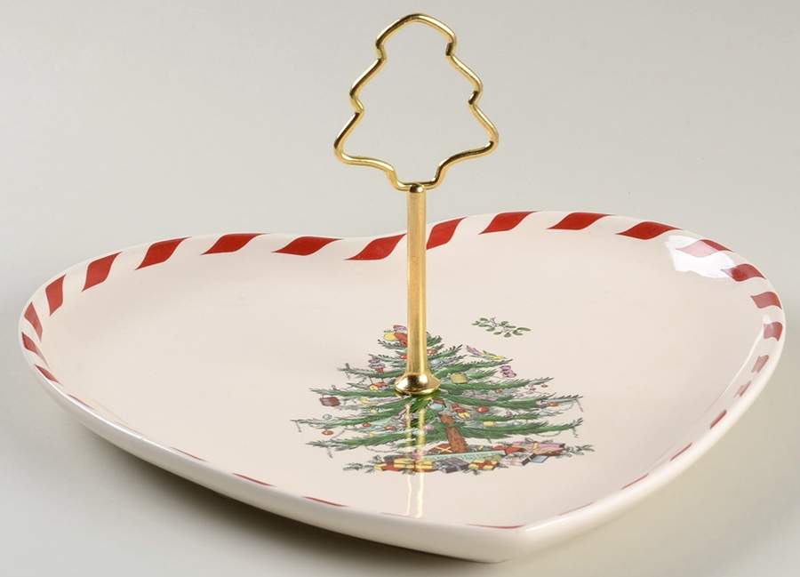Christmas Tree Center Handled Heart Tidbit Dish by Spode-1
