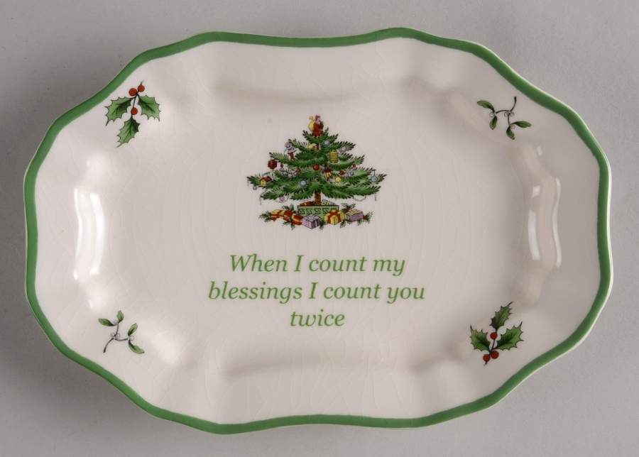 Christmas Tree Miniature Oval Serving Platter by Spode-1