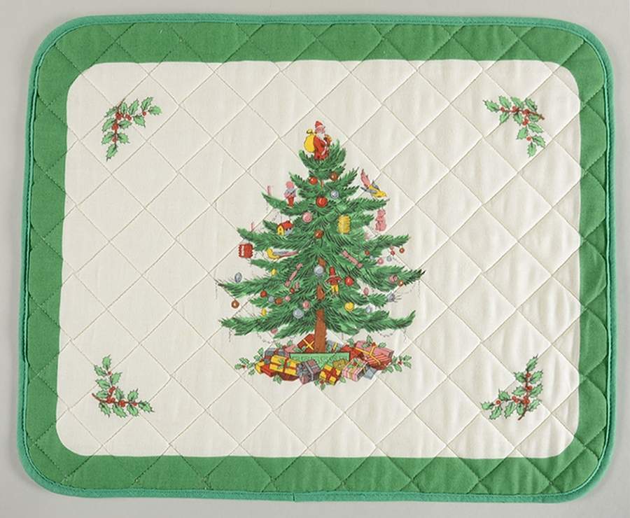 Christmas Tree Rectangular Quilted Cloth Placemat by Spode-1