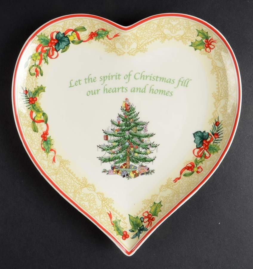 Christmas Tree Heart Shaped Dish by Spode-1