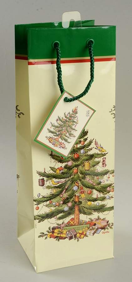 Christmas Tree Paper Wine Bottle Gift Bag by Spode-1