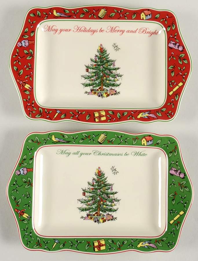 Christmas Tree (Set of 2 Motif) 9" Sentiment Tray by Spode-1
