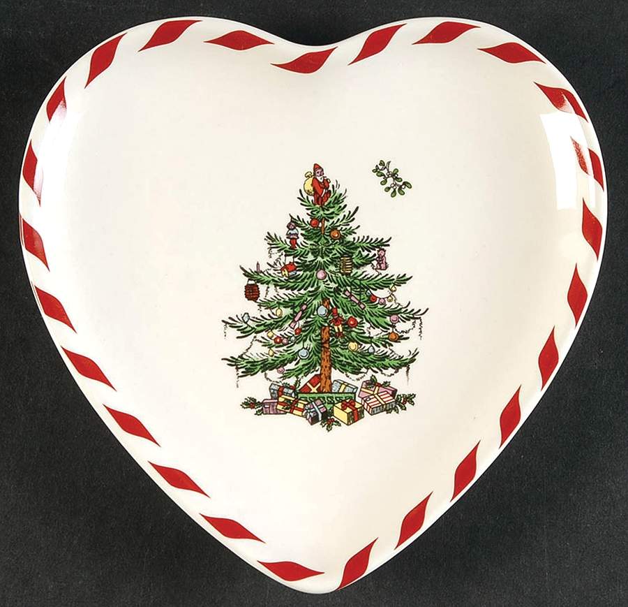 Christmas Tree Heart Shaped Canape Plate by Spode-1