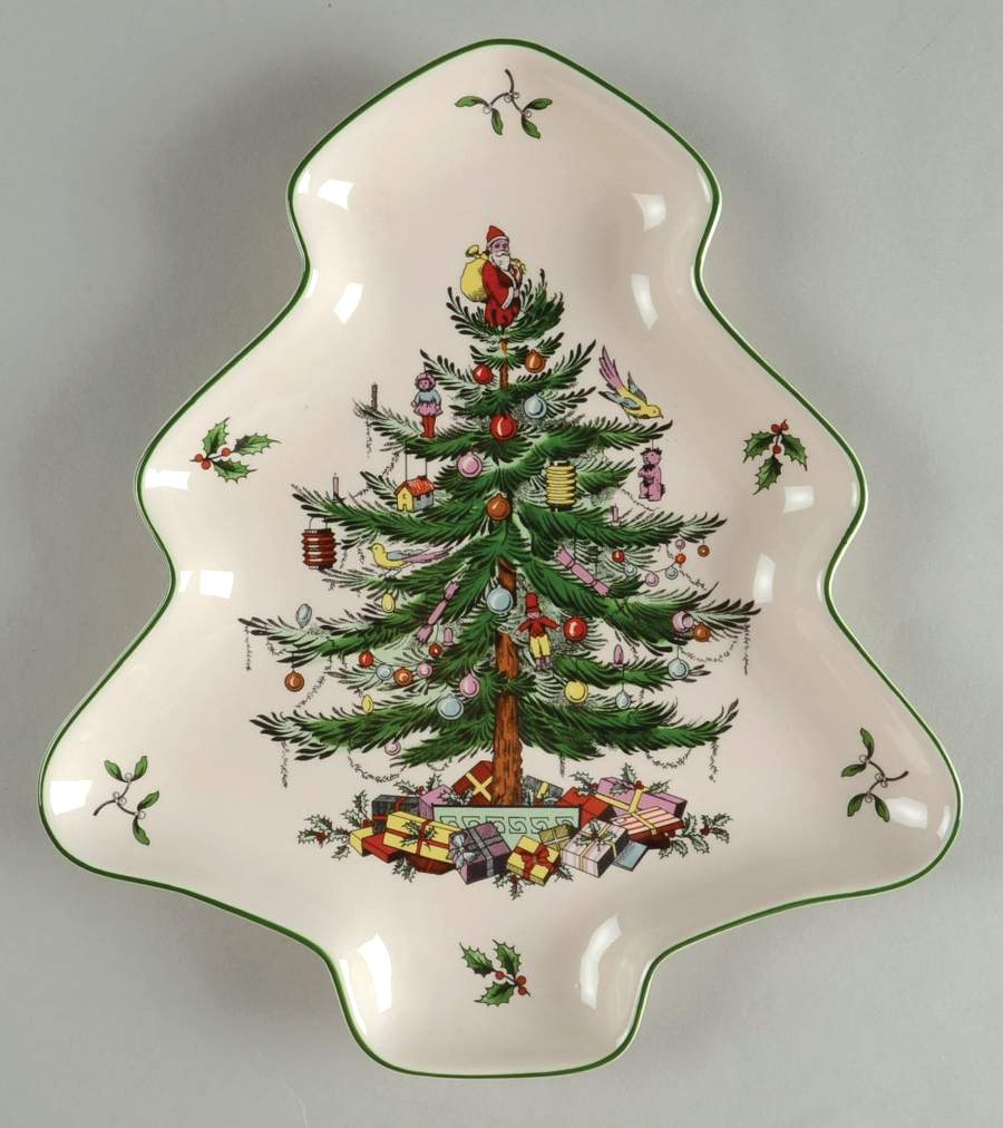 Christmas Tree 10" Tree Shaped Bowl by Spode-1