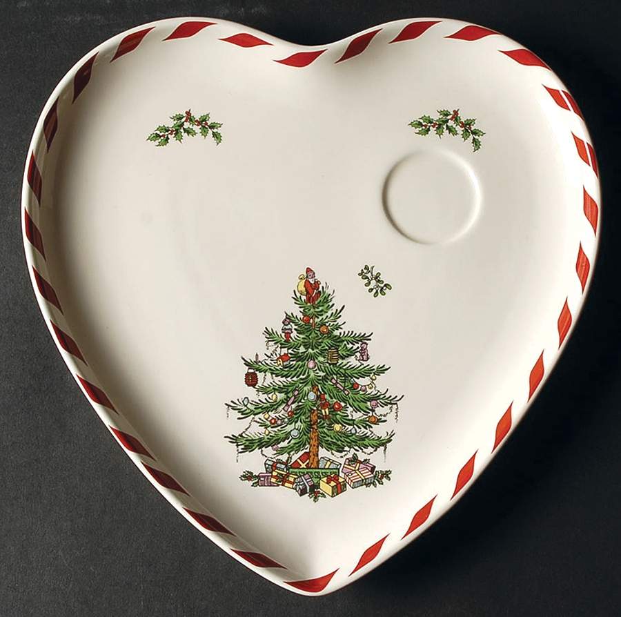 Christmas Tree Heart Shaped Chip & Dip Plate by Spode-1