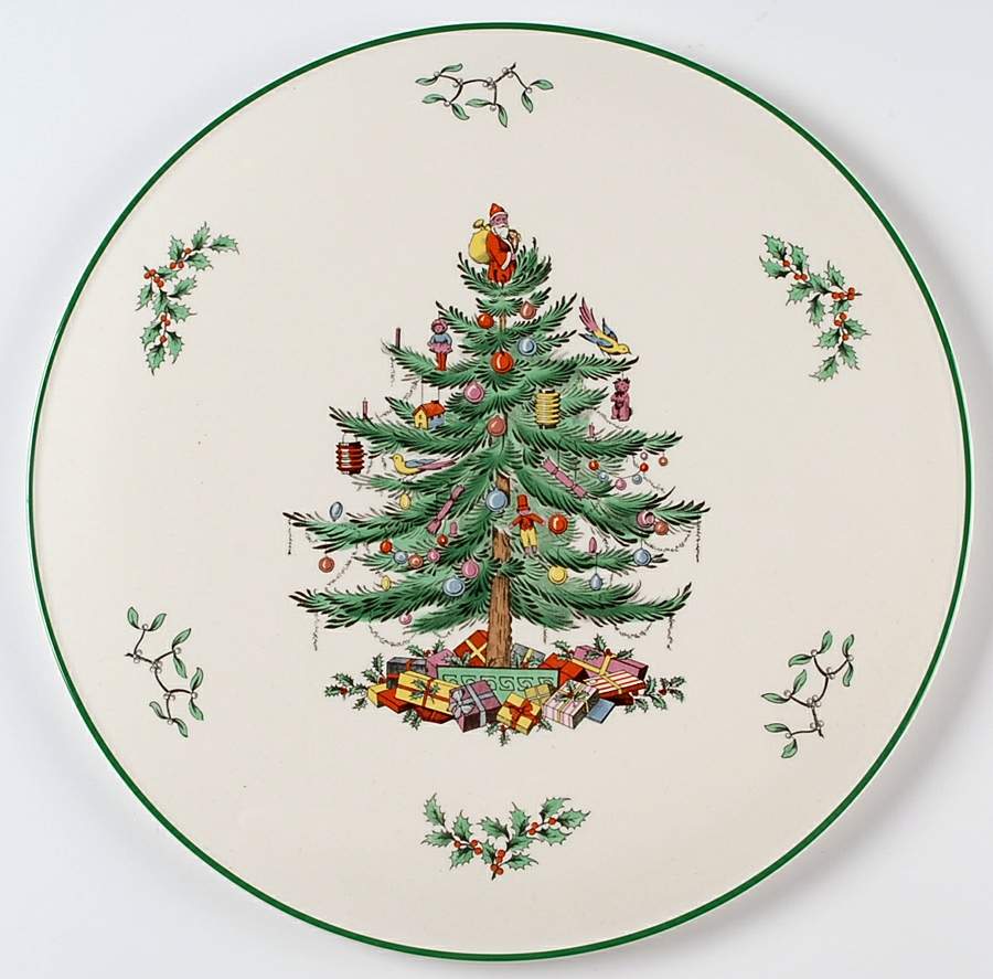 Christmas Tree Flat Cake Plate/Cheese Plate by Spode-1