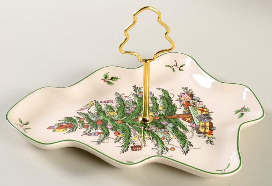 Christmas Tree Bottom Tray for 2 Tier Serving Tray by Spode-1