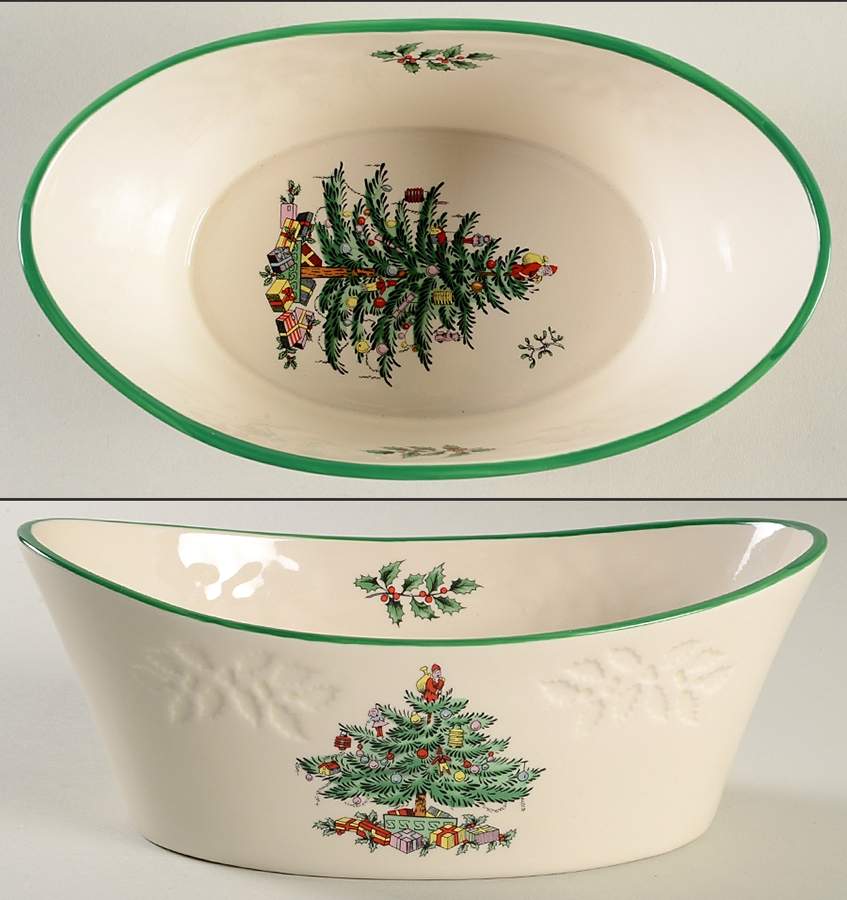 Christmas Tree 9" Oval Bowl by Spode-1