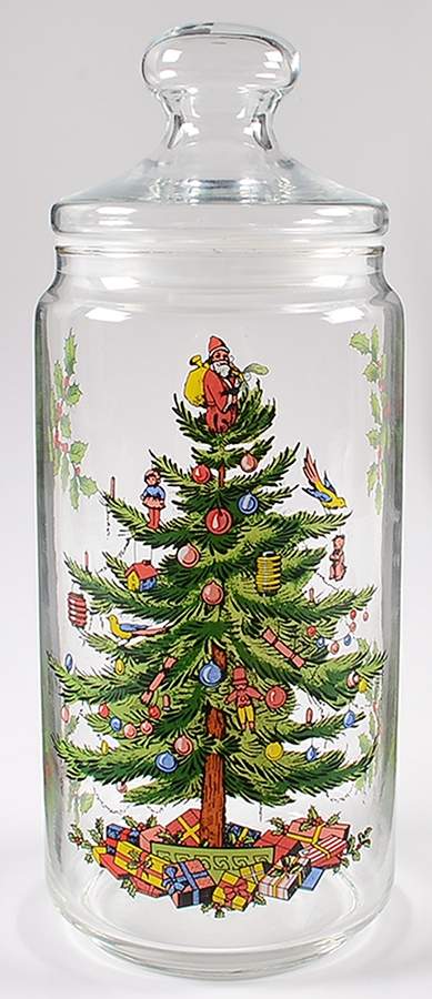 Christmas Tree Large Glassware Storage Jar & Lid by Spode-1