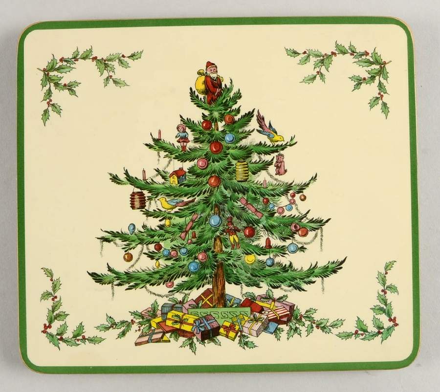 Christmas Tree Rectangular Cork Back Trivet by Spode-1
