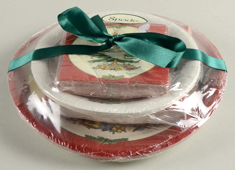 Christmas Tree (56 Pc) 8 Paper Dinner & 8Luncheon Plates & Napkin by Spode-1