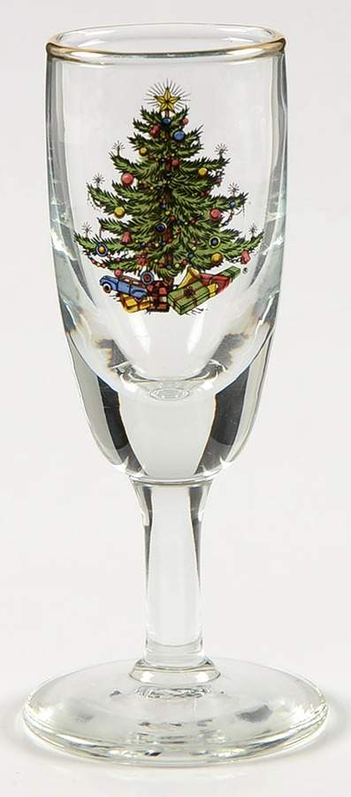 Christmas Tree (Narrow Green Band) 1 Oz Glassware Cordial by Cuthbertson-1