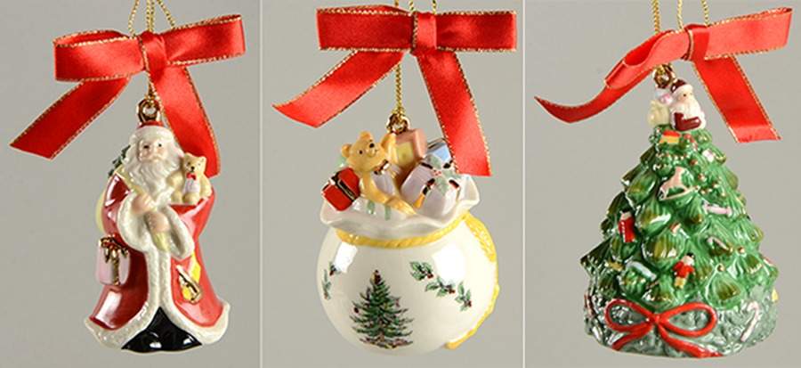 Christmas Tree Ornaments Santa; Toy Bag; Tree-3 Pc Set - Boxed by Spode-1