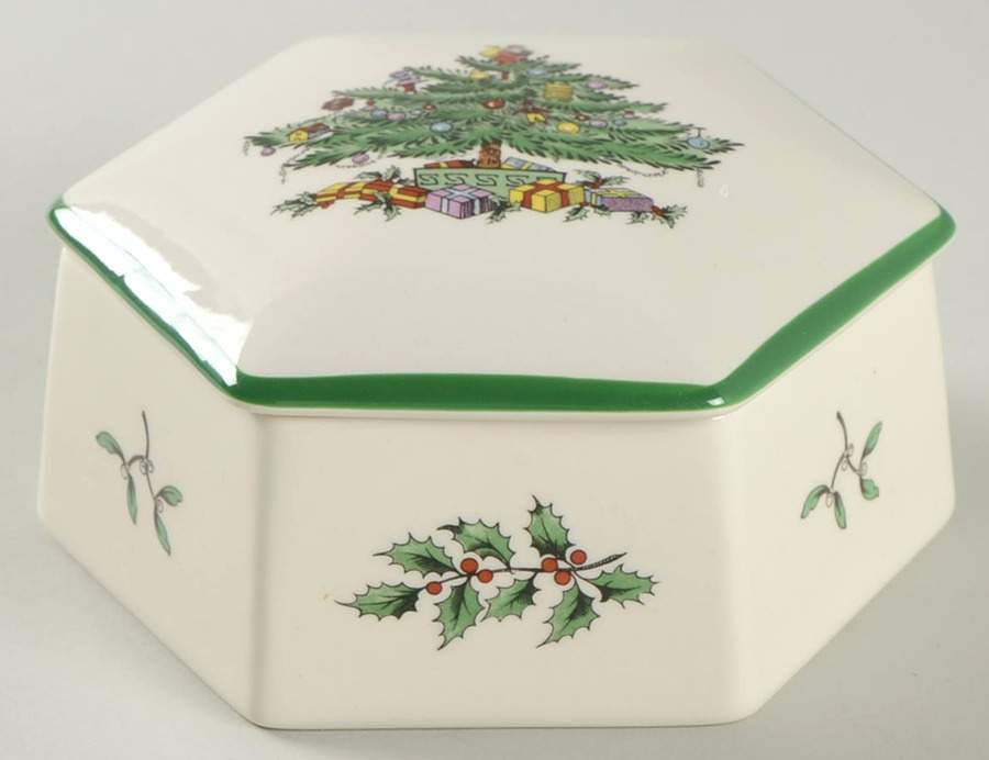 Christmas Tree Hexagonal Box & Lid by Spode-1