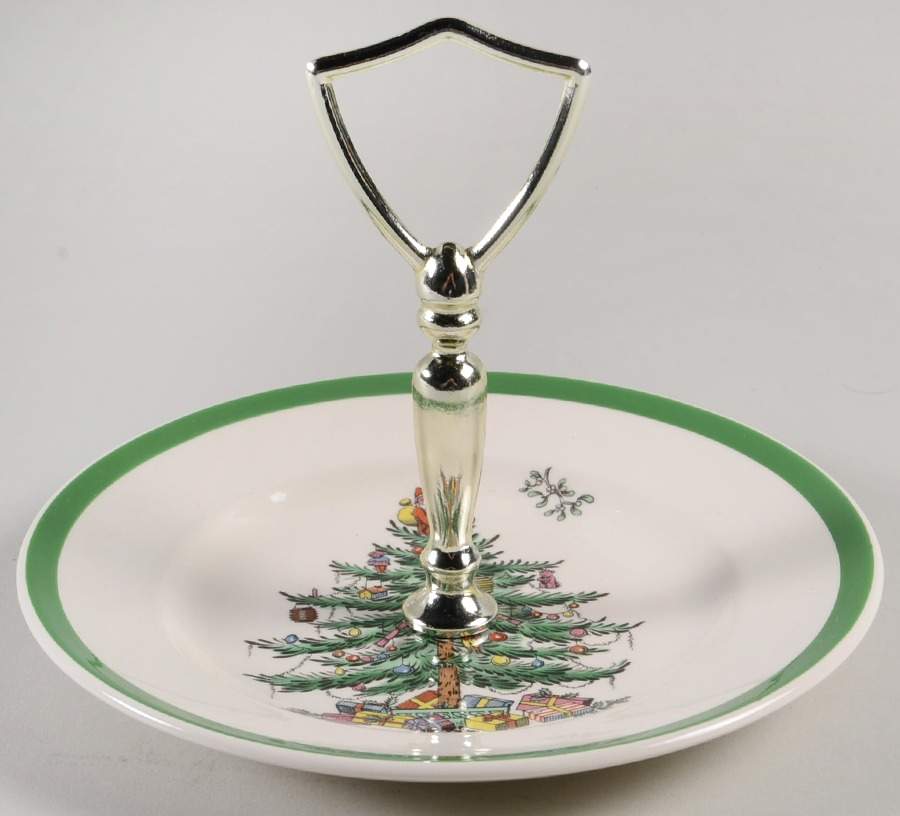 Christmas Tree Round Serving Plate with Handle (BBr) by Spode-1