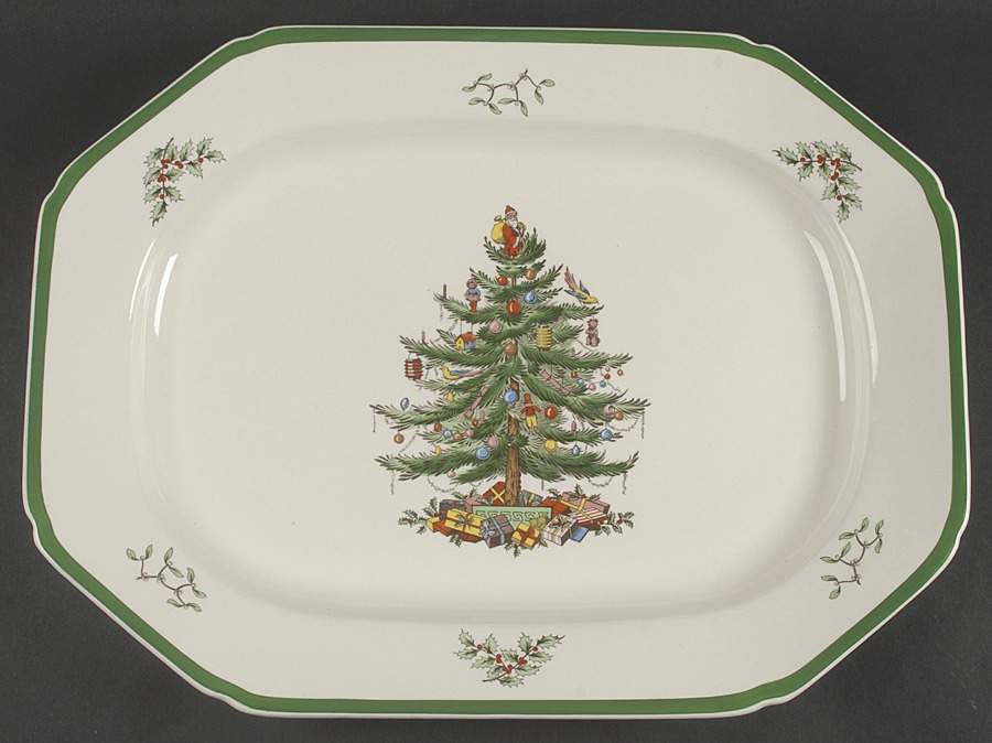 Christmas Tree 17" Octagonal Serving Platter by Spode-1