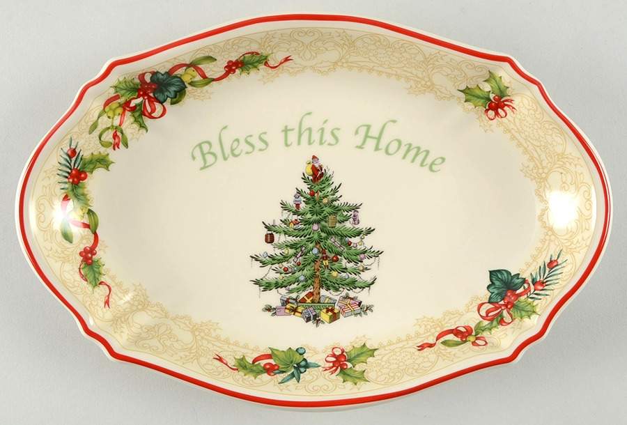 Christmas Tree 11" Tray "Bless This Home" by Spode-1