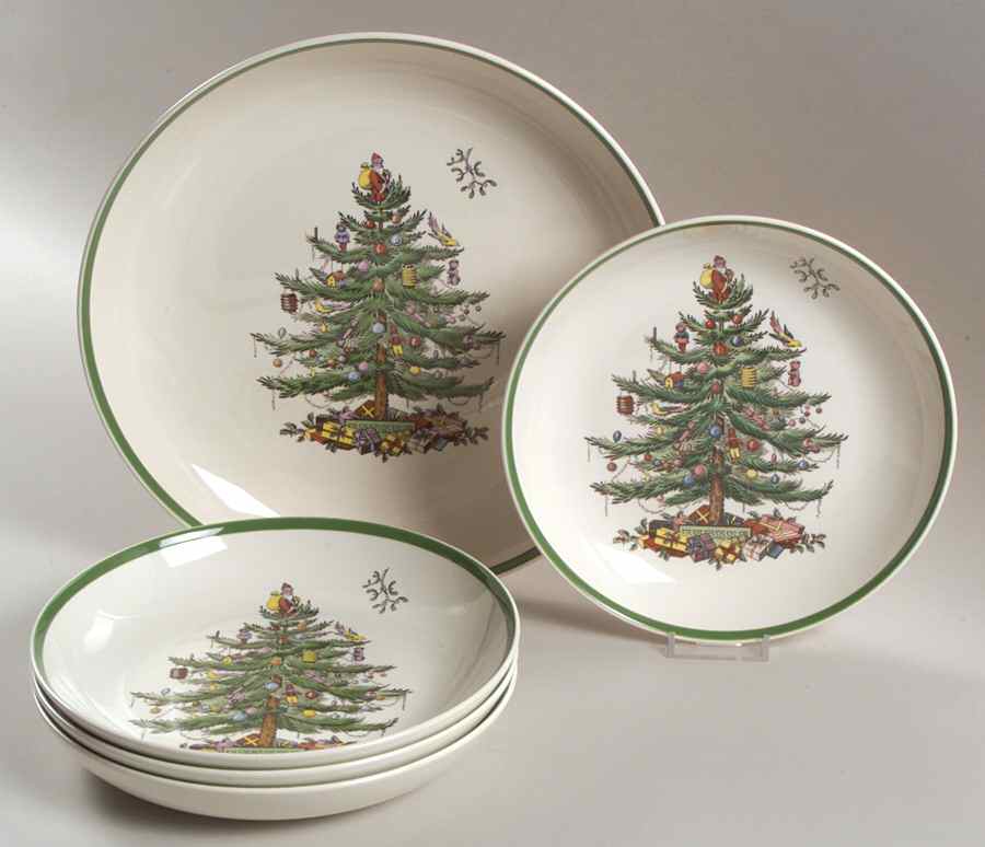 Christmas Tree 5 Pc Pasta Set (Pasta 11" + 4 8" Pasta Individual by Spode-1