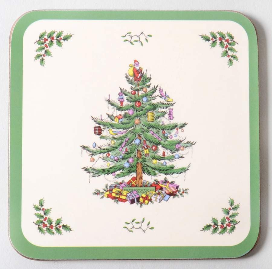 Christmas Tree Square Corkback Coaster by Spode-1