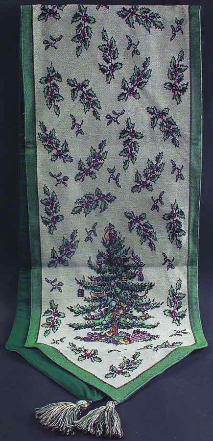Christmas Tree 13" X 72" Tapestry Table Runner by Spode-1