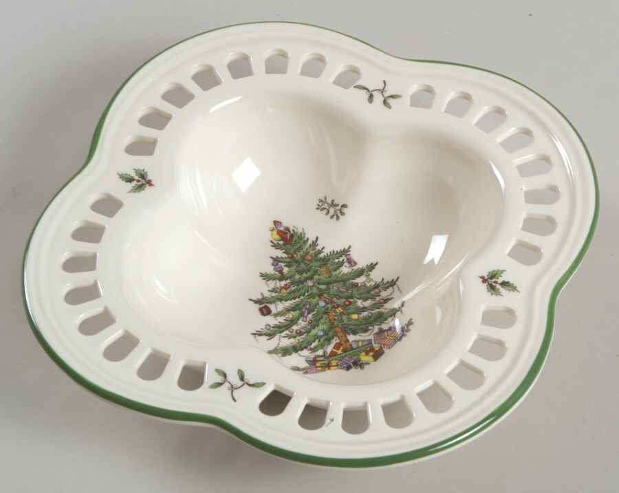 Christmas Tree 7" Pierced Scalloped Bowl by Spode-1