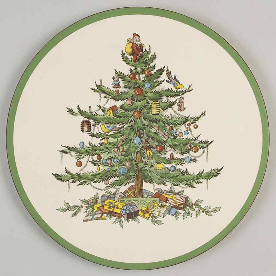 Christmas Tree Round Corkback Casserole Stand by Spode-1